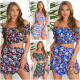 Sexy Koucla 2dílný set sukně + top s květinovým potiskem royalblue L/XL - thumb (13)