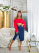 Sexy tmavá džínová midi sukně s vysokým pasem a rozparkem denimblue 38 - thumb (32)