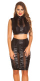 Sexy KouCla Wetlook-Mini sukně se síťovinou barva black velikost S - thumb (1)