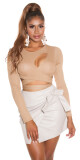 Sexy minisukně z umělé kůže se zavinovacími prvky CAPPUCCINO L - thumb (20)