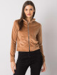 Velurová mikina RUE PARIS Camel se zapínáním na zip L / XL - thumb (1)
