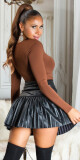 Sexy plisovaná minisukně z umělé kůže black S - thumb (1)