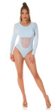 Sexy body Koucla se síťovanou vložkou a dlouhými rukávy babyblue Einheitsgroesse - thumb (2)