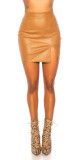 Sexy sukně Leder Look s rozparkem CAPPUCCINO M - thumb (15)