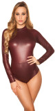 Sexy KouCla Wetlook Body Longsleeve barva BORDEAUX velikost Einheitsgroesse - thumb (6)