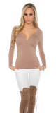 Sexy tričko KouCla s dlouhým rukávem a knoflíky CAPPUCCINO 46/48 - thumb (2)