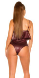 Sexy KouCla Wetlook Body s Volantem BORDEAUX Einheitsgroesse - thumb (1)