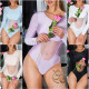 Sexy body Koucla se síťovanou vložkou a dlouhými rukávy babyblue Einheitsgroesse - thumb (8)
