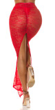 Sexy krajková maxisukně Koucla s vysokým pasem red M - thumb (1)