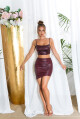 Sexy Koucla Wetlook Highwaist Sukně asymetrická BORDEAUX Einheitsgroesse - thumb (13)