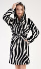 Dámský župan krátký s kapucí Zebra černá M - thumb (1)
