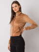 Velurová mikina RUE PARIS Camel se zapínáním na zip L / XL - thumb (2)