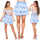 Sexy saténová minisukně s volánky babyblue Einheitsgroesse - thumb (5)