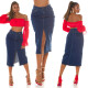 Sexy tmavá džínová midi sukně s vysokým pasem a rozparkem denimblue 38 - thumb (29)