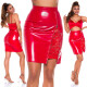 Sexy midi sukně z umělé kůže se zipem a krajkou red XS - thumb (10)