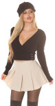 Sexy šortky Koucla s vysokým pasem a skříňovými záhyby BEIGE M - thumb (6)
