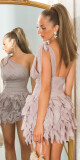 Sexy One-Arm cocktail dress CORAL 12 - thumb (1)