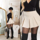 Sexy šortky Koucla s vysokým pasem a skříňovými záhyby BEIGE M - thumb (5)