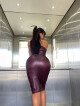 Sexy tužková sukně KouCla Wetlook se zipem BORDEAUX M - thumb (29)
