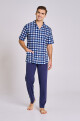 Taro Sammuel 3183 pyžamo kr/r M-2XL L24 pánské pyžamo na zip modrá M - thumb (1)