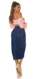 Sexy tmavá džínová midi sukně s vysokým pasem a rozparkem denimblue 38 - thumb (46)