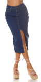 Sexy tmavá džínová midi sukně s vysokým pasem a rozparkem denimblue 38 - thumb (48)