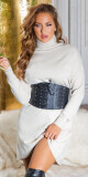 Sexy úpletové šaty s rolákem Oversize brown Einheitsgroesse - thumb (2)