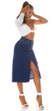 Sexy tmavá džínová midi sukně s vysokým pasem a rozparkem denimblue 38 - thumb (45)