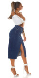 Sexy tmavá džínová midi sukně s vysokým pasem a rozparkem denimblue 38 - thumb (27)