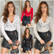 Sexy krajkové body Musthave s dlouhým rukávem BEIGE Einheitsgroesse - thumb (0)