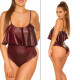 Sexy KouCla Wetlook Body s Volantem BORDEAUX Einheitsgroesse - thumb (9)