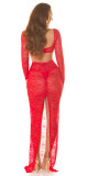 Sexy krajková maxisukně Koucla s vysokým pasem red M - thumb (20)