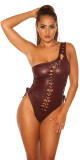 Sexy KouCla Coldshoulder Wetlook Body barva BORDEAUX velikost Einheitsgroesse - thumb (4)