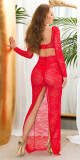 Sexy krajková maxisukně Koucla s vysokým pasem red M - thumb (6)
