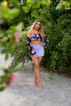 Elegantní šortky s vysokým pasem a páskem lilac Einheitsgroesse - thumb (1)