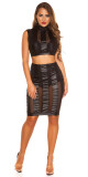 Sexy KouCla Wetlook-Mini sukně se síťovinou barva black velikost S - thumb (5)