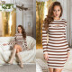Sexy pruhované pletené šaty s výřezem barva blackbeige velikost Einheitsgroesse - thumb (4)