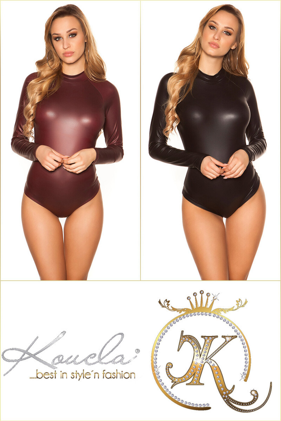 Sexy KouCla Wetlook Body Longsleeve barva BORDEAUX velikost Einheitsgroesse - main (5)