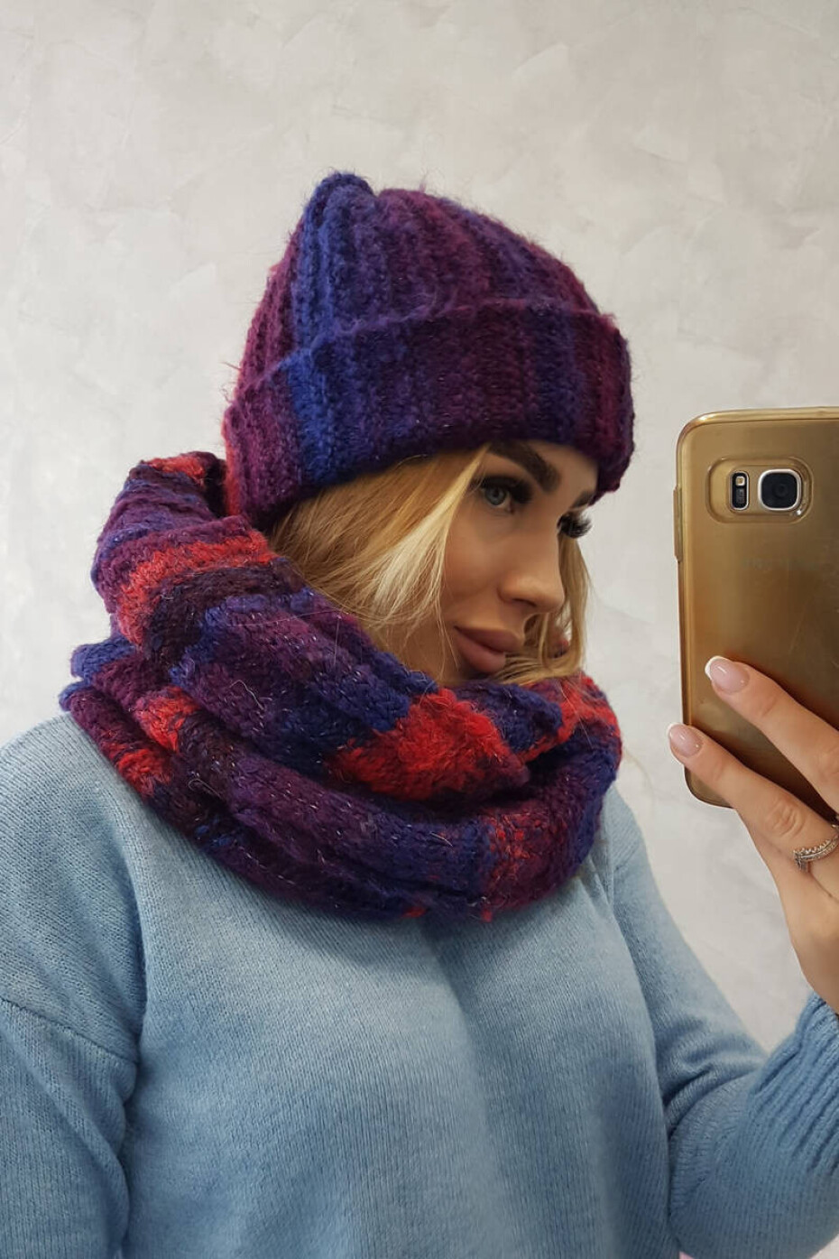 Dámský set s mocher K208 fialová + tmavě modrá UNI - main (3)