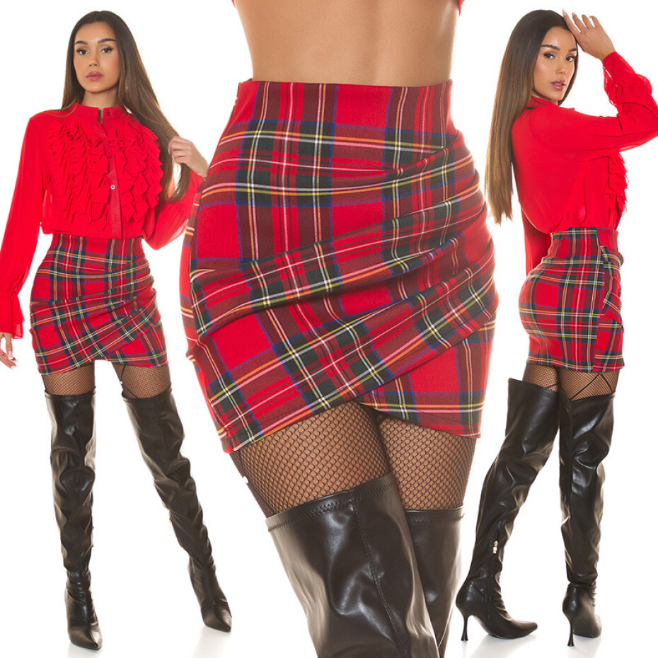 Sexy Koucla draped Highwaist Minisukně red S - main (9)