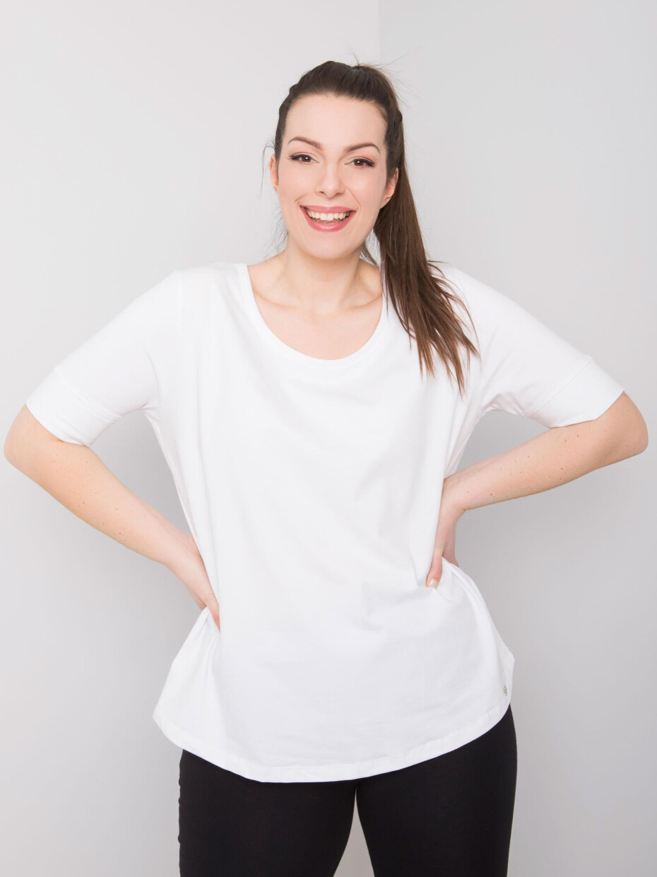 Dámské bílé bavlněné tričko větší velikosti 2XL - main (6)