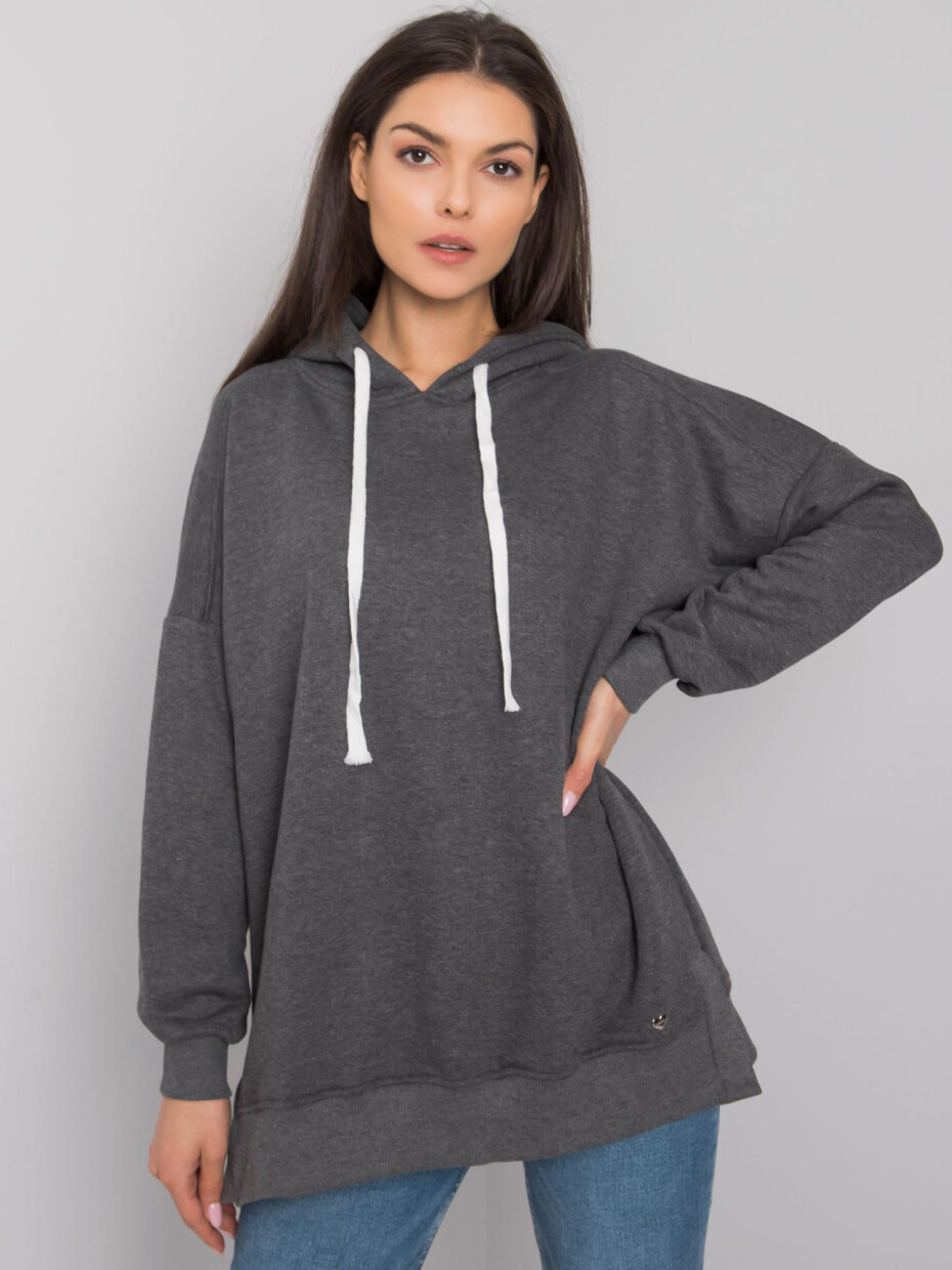 Tmavě šedá melanžová obyčejná mikina s kapucí L / XL - main (4)