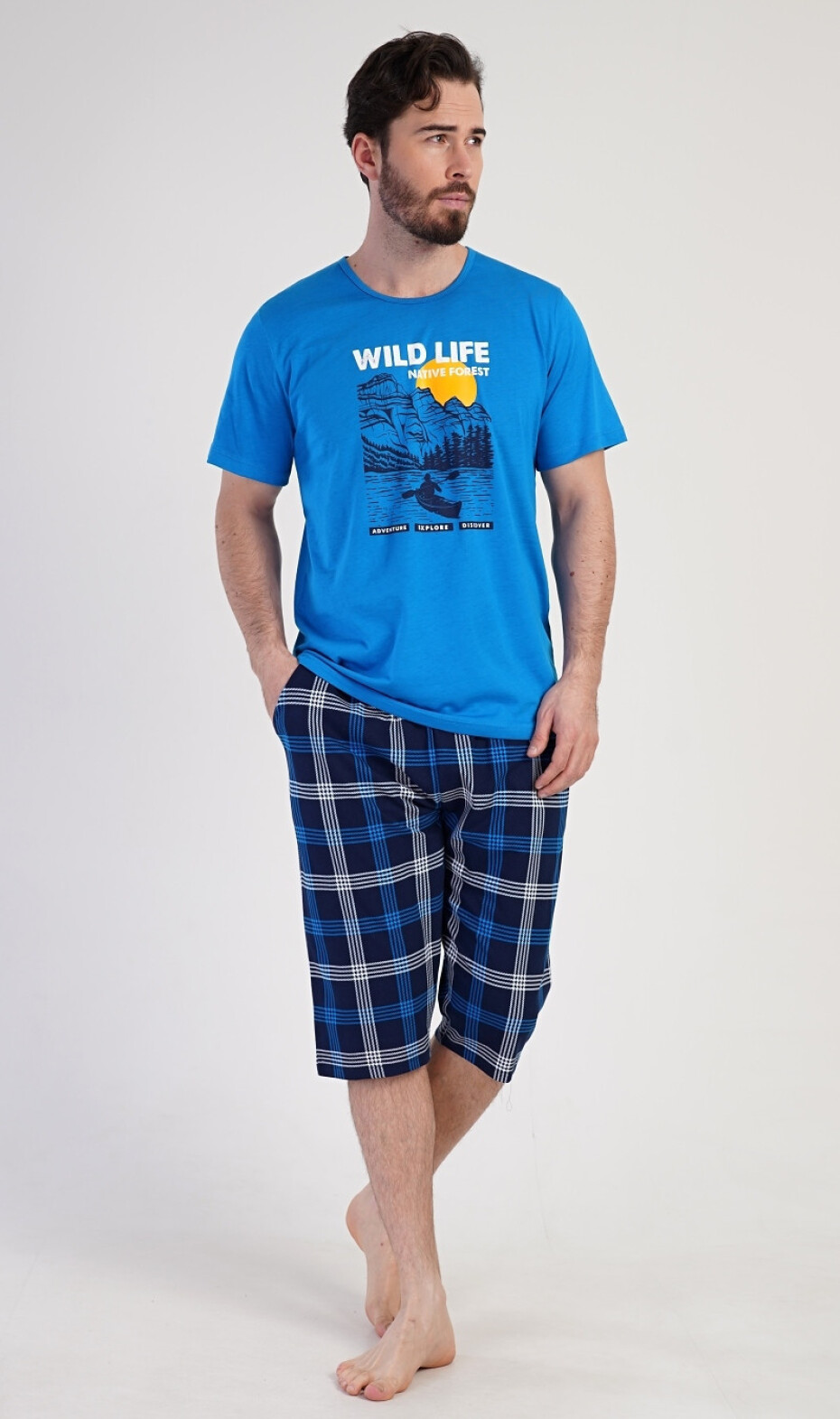 Pánské pyžamo kapri Wild life modrá 4XL - main (2)