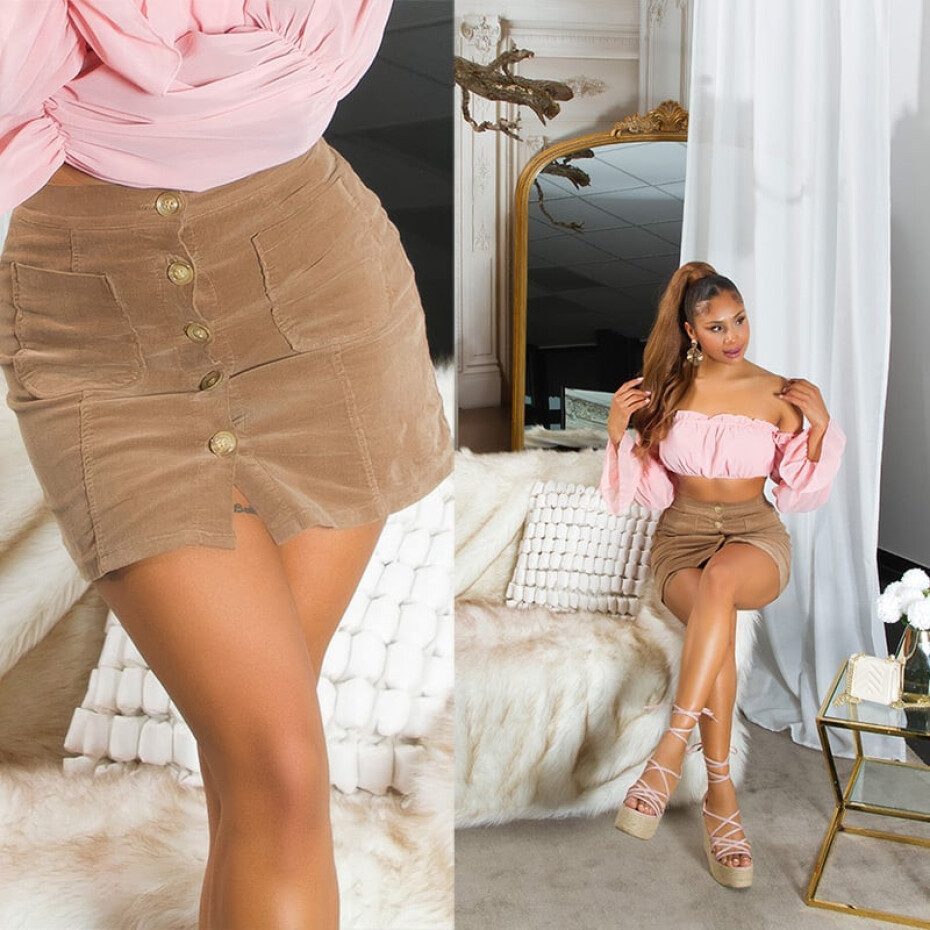 Sexy manšestrová minisukně KouCla barva black velikost XL - main (19)