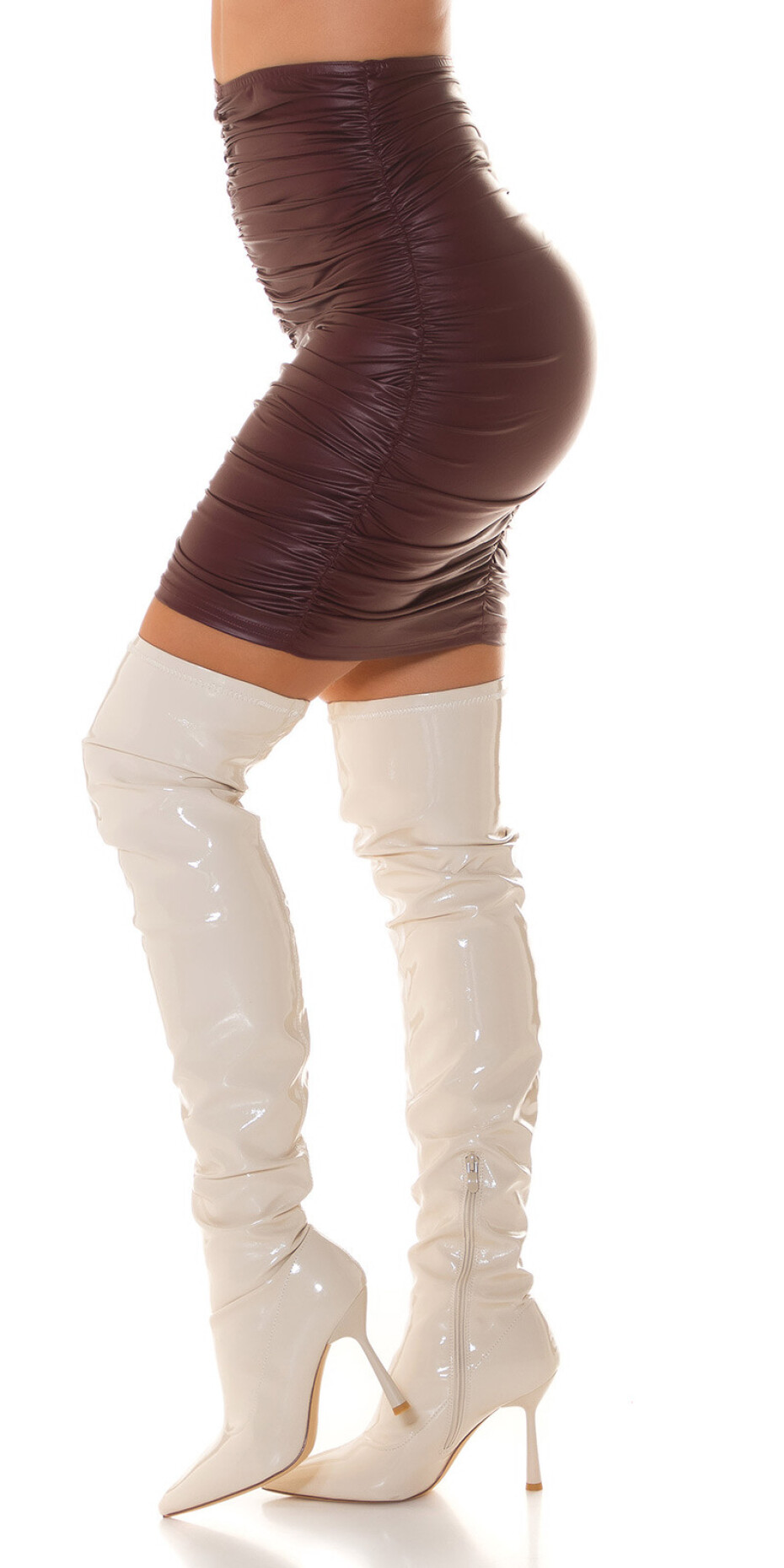 Sexy sukně Koucla Gathered Wetlook Skirt darkred Einheitsgroesse - main (19)