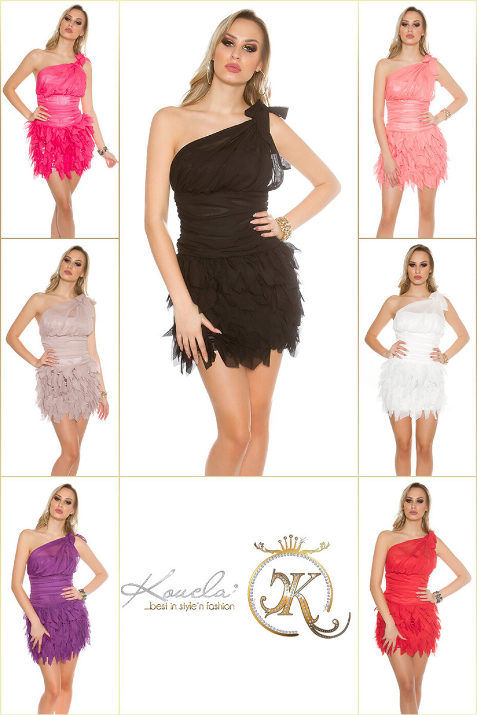 Sexy One-Arm cocktail dress CORAL 12 - main (11)