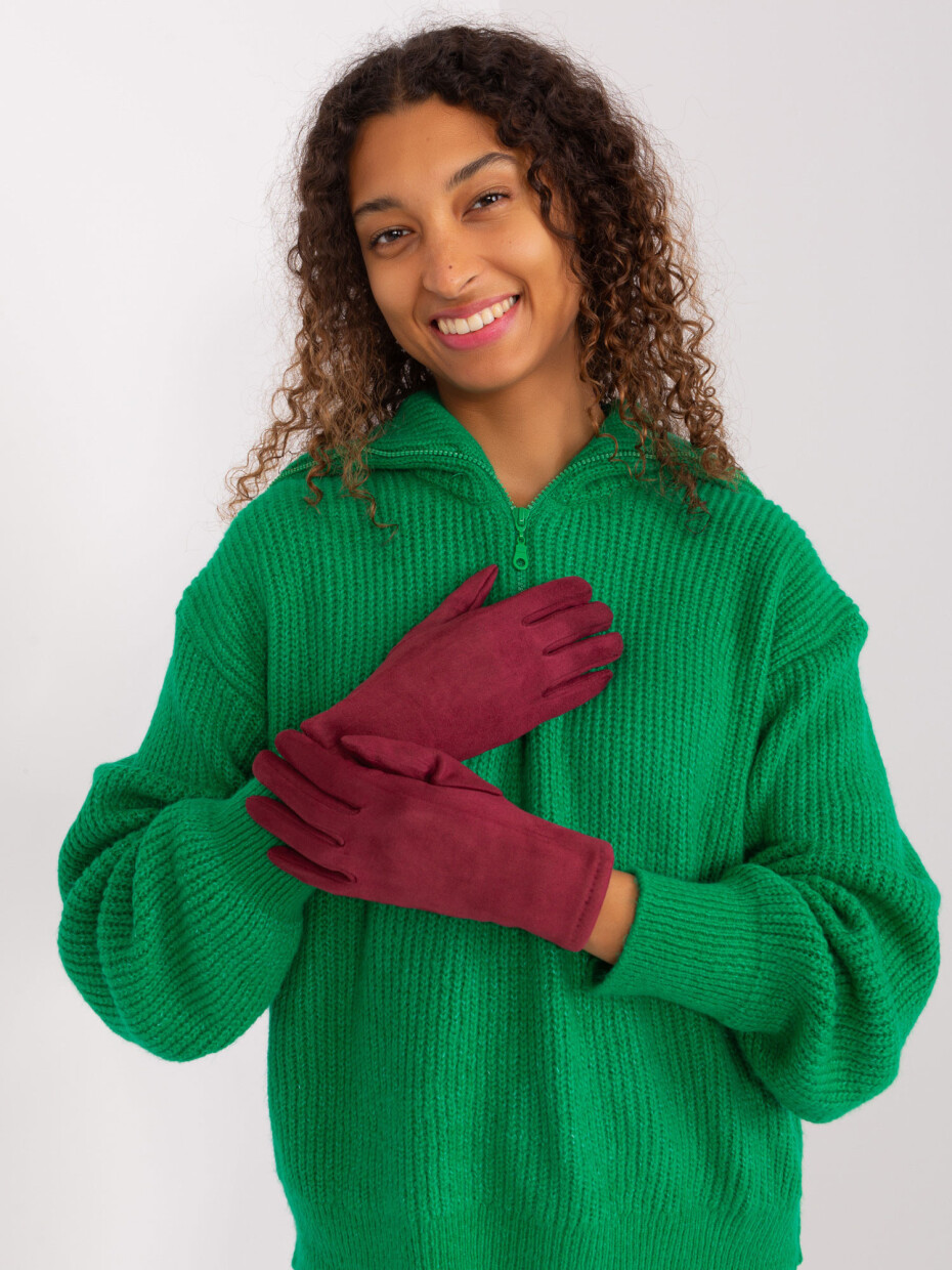 Vínové elegantní zimní rukavice L / XL - main (0)