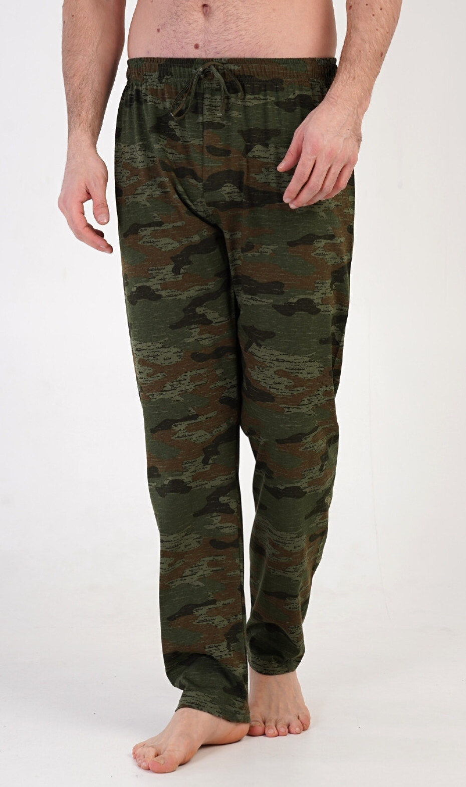 Pánské pyžamové kalhoty Army khaki M - main (1)