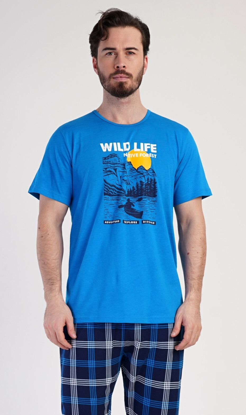 Pánské pyžamo kapri Wild life modrá 4XL - main (1)