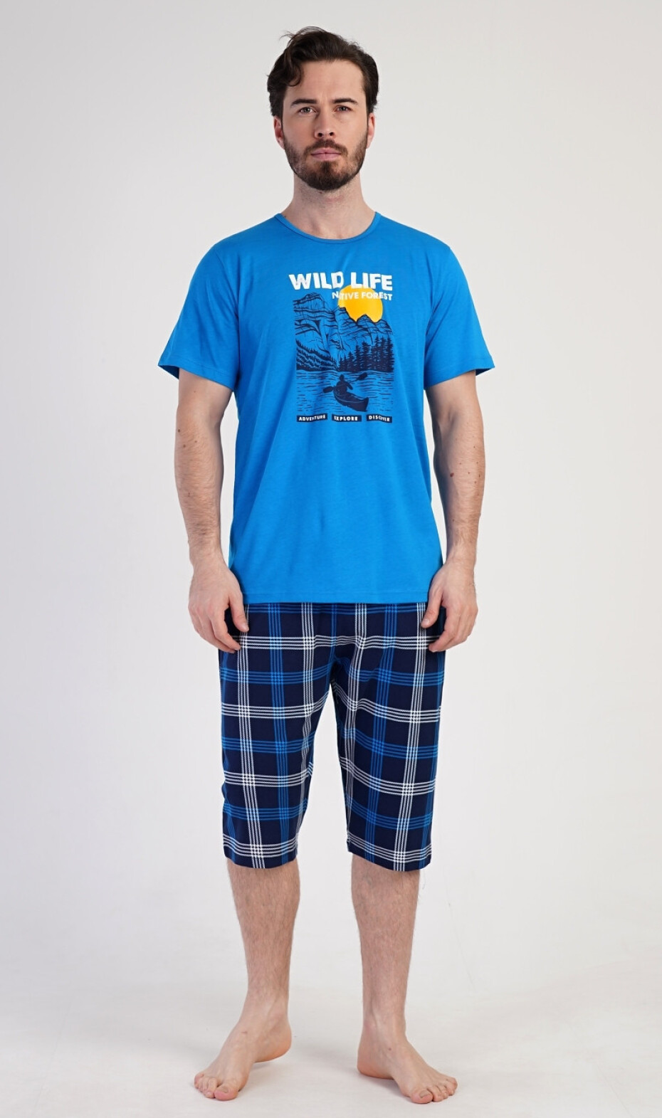 Pánské pyžamo kapri Wild life modrá 4XL - main (0)
